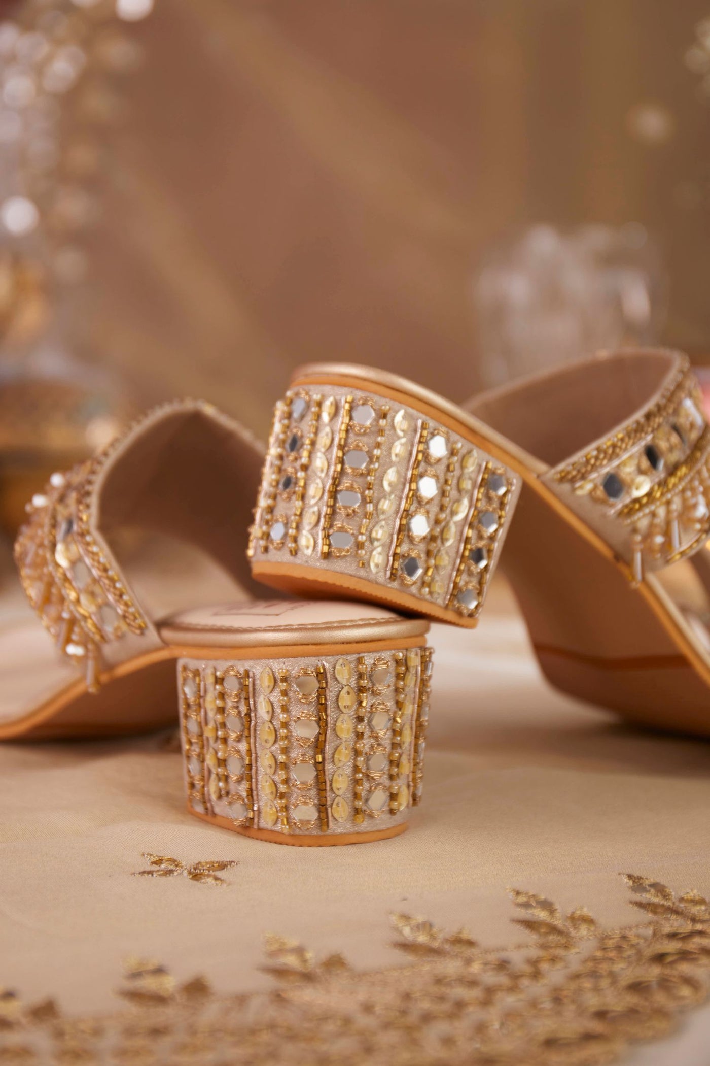 Saba Gold Block Heels