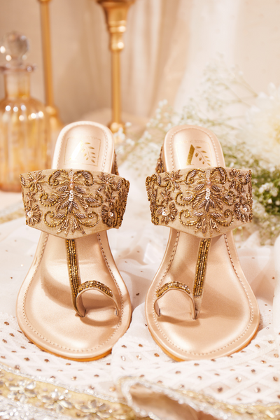 Gulnaaz Gold Block Heels