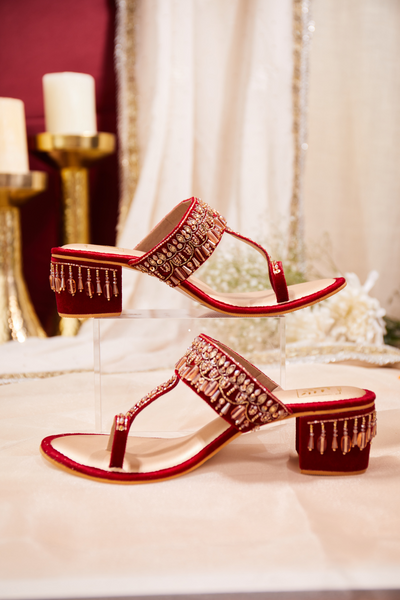 Zahra Red Block Heels