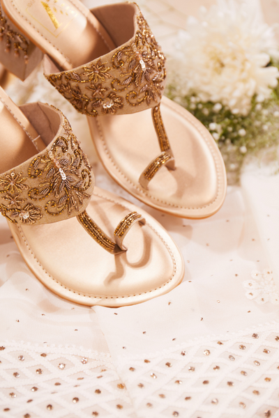 Gulnaaz Gold Block Heels