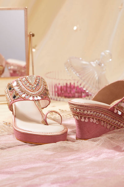 Mahnaaz Pink Wedges