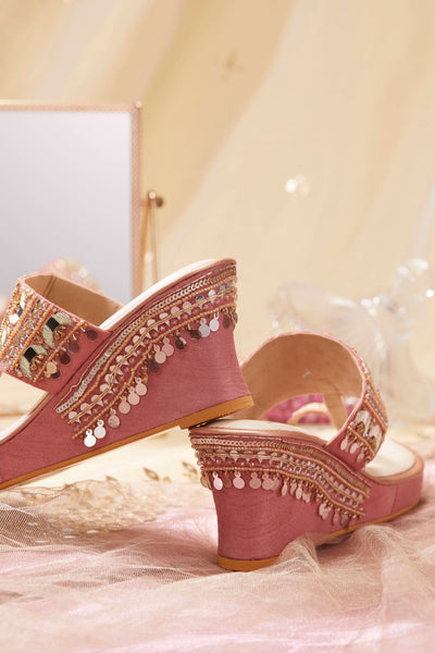 Mahnaaz Pink Wedges