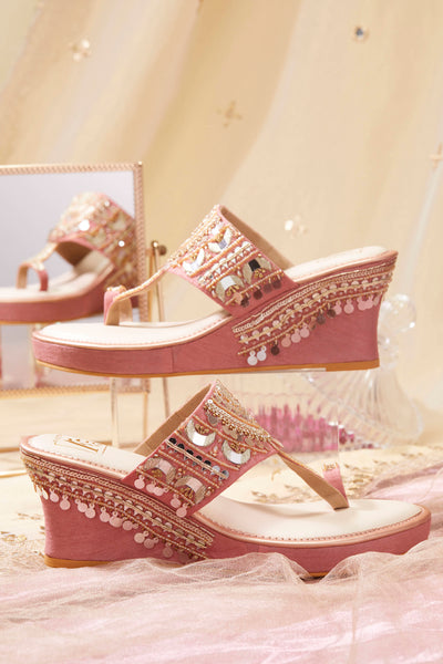 Mahnaaz Pink Wedges